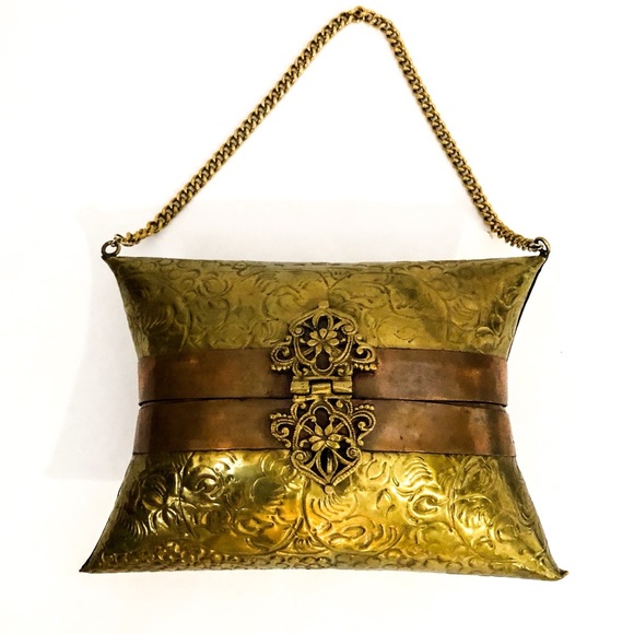 Antique 1930’s Brass & Copper Pillow Evening Bag - Picture 1 of 4